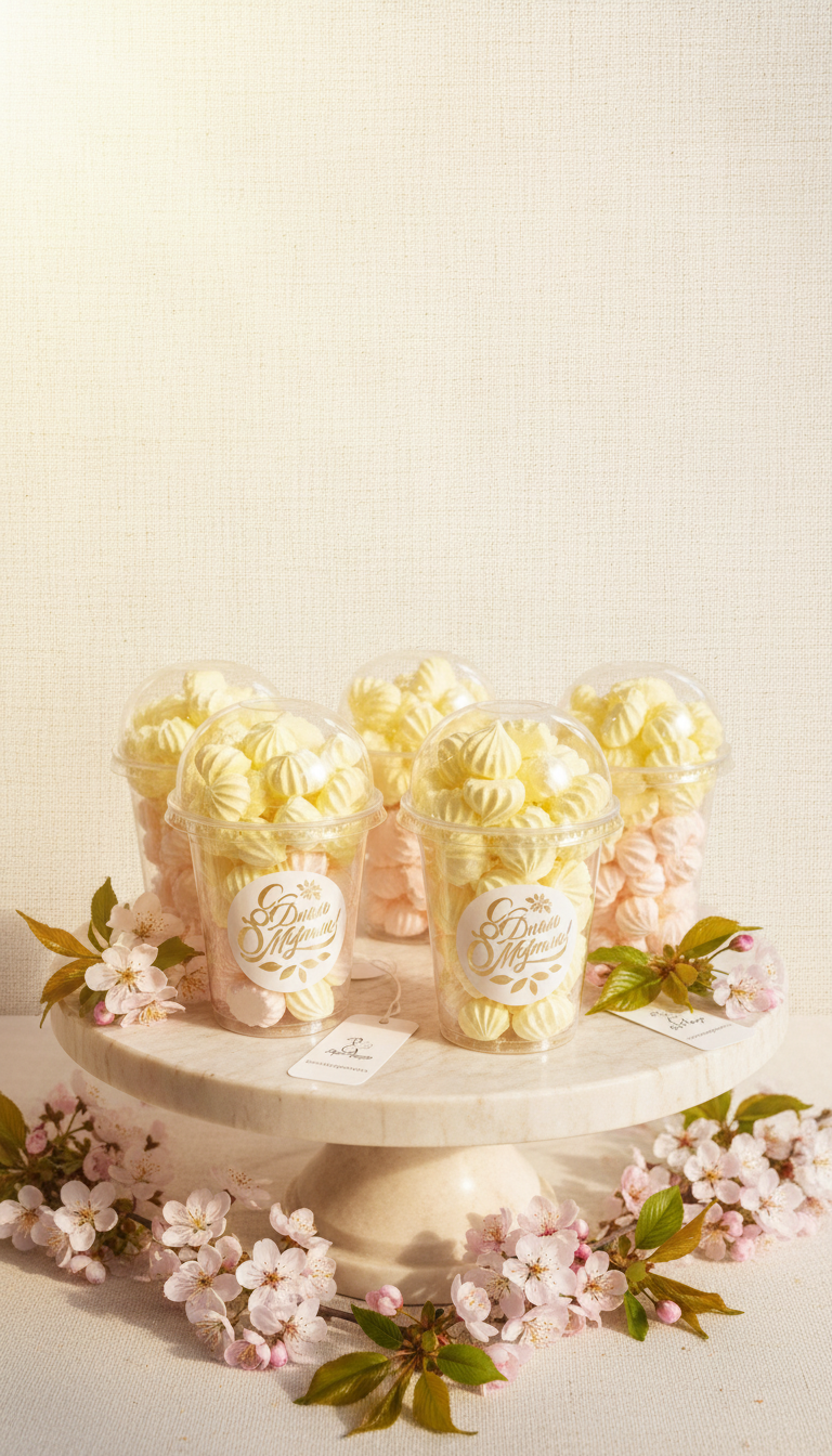 Хрустящее безе в прозрачном стакане