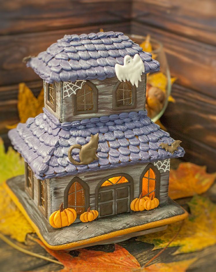 Осенние пряничные домики и фонари к празднику осени и Хеллоуин