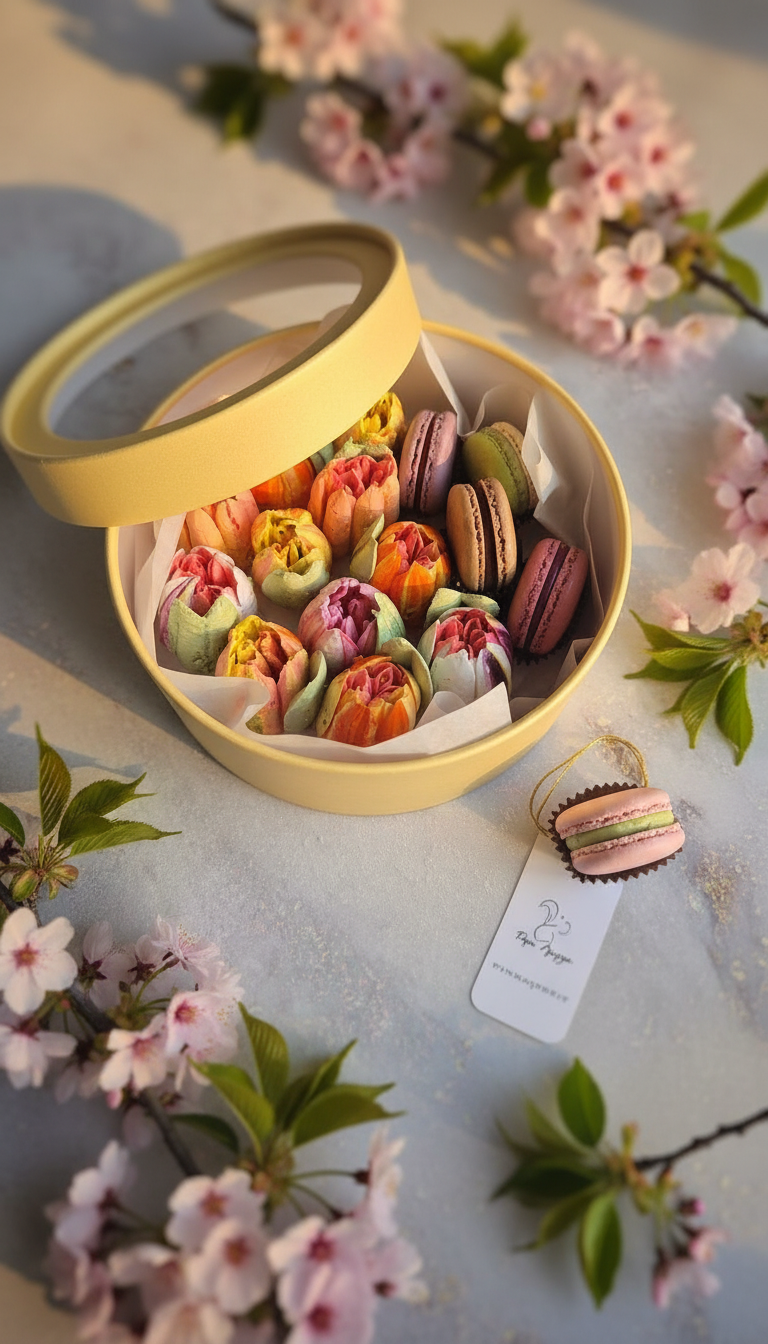 Зефирные тюльпаны в шляпных коробках