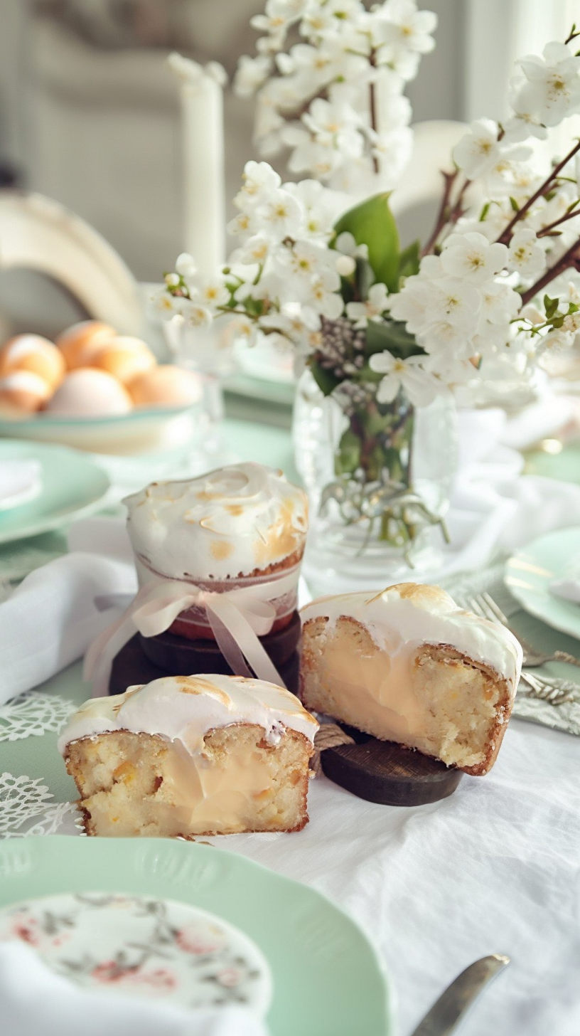 Цитрусовый кулич с меренговой шапочкой на Пасху