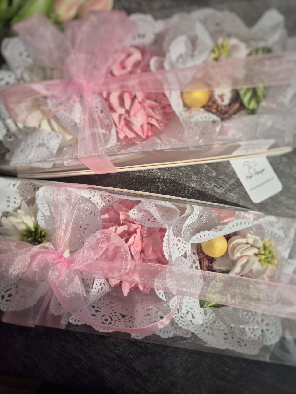 Набор из 3-х мини куличей с декором