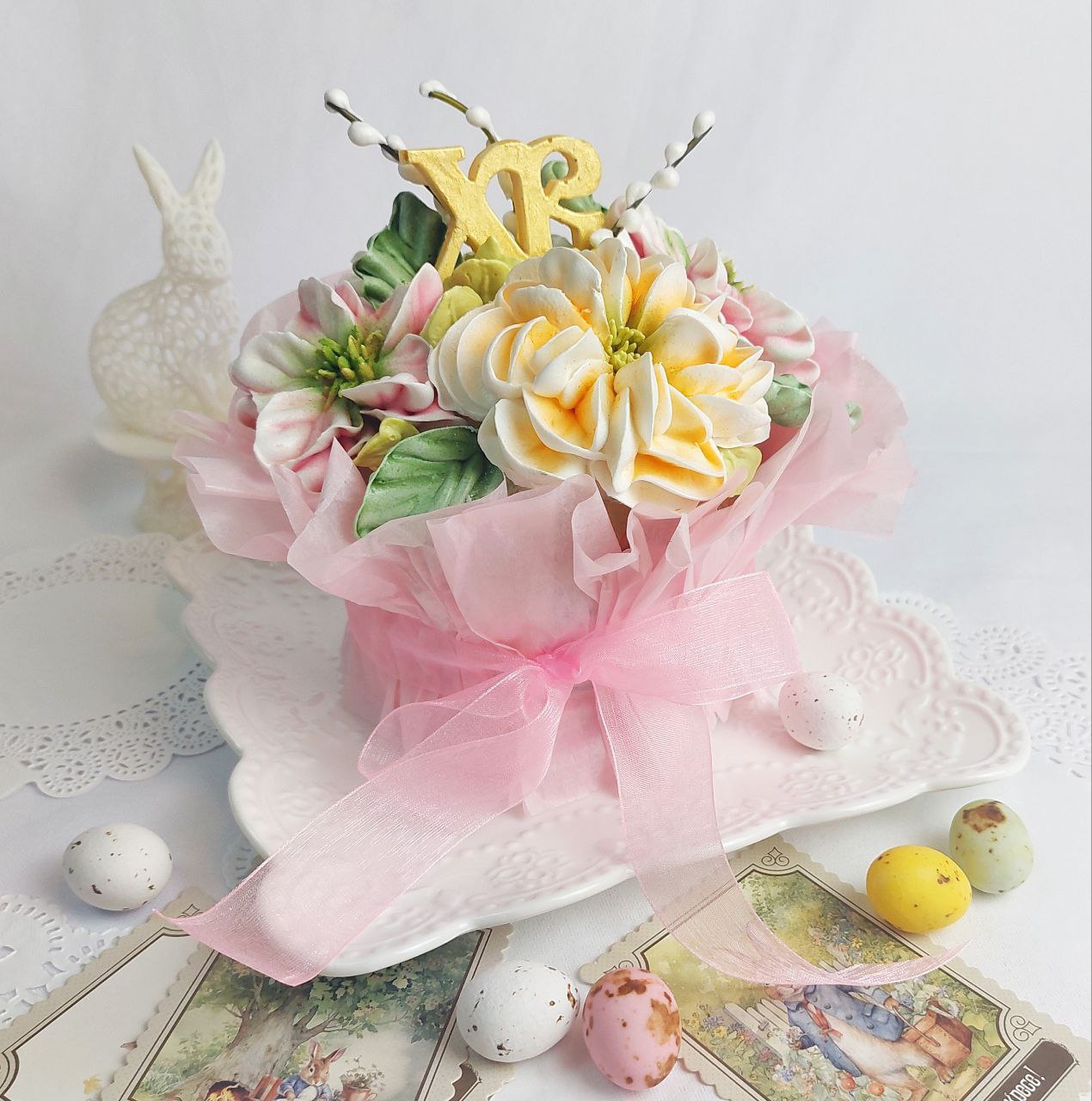 Бездрожжевые куличи с декором из зефира