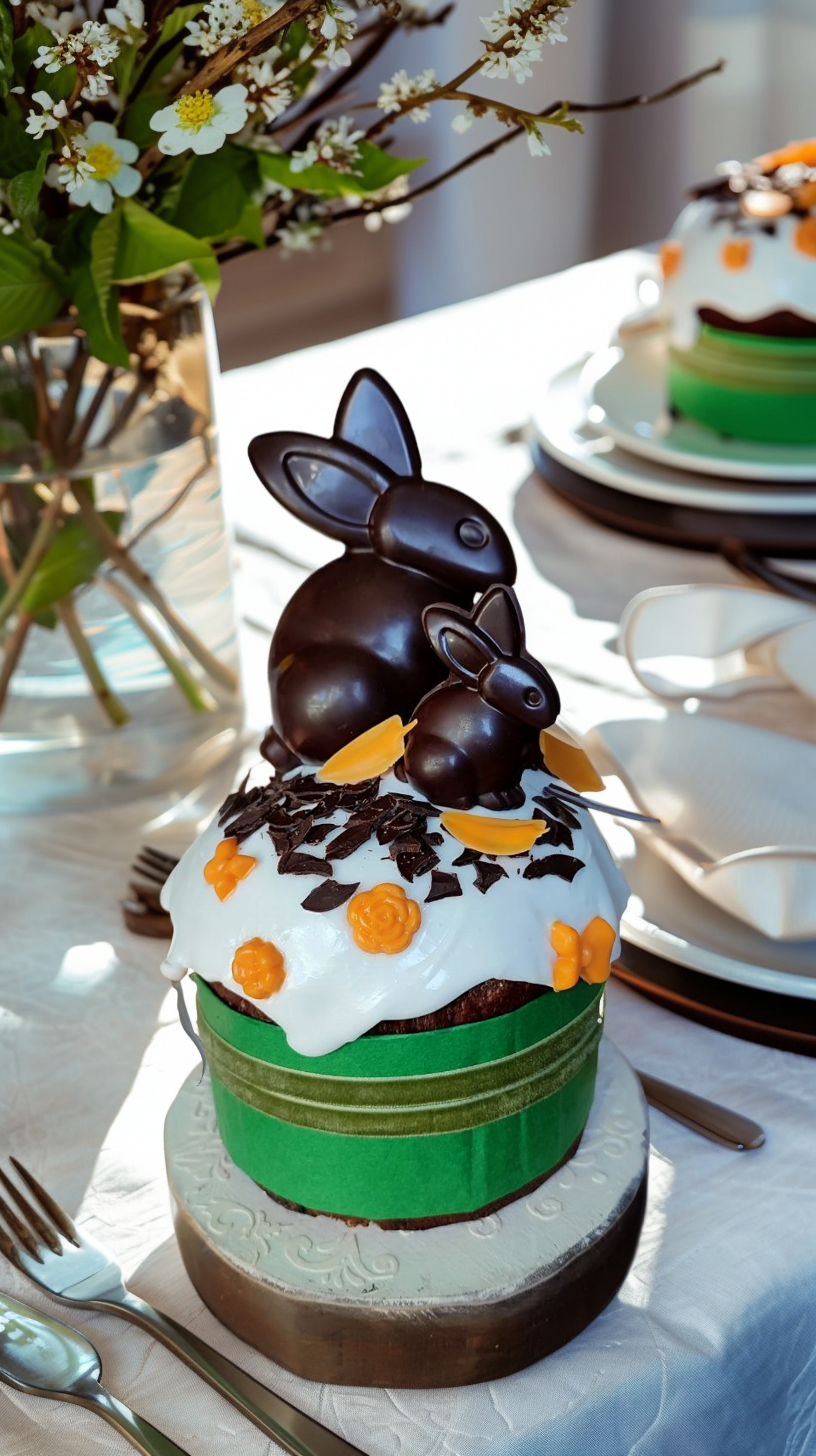 Стоп продаж! Шоколадный кулич с вишней с декором из шоколада