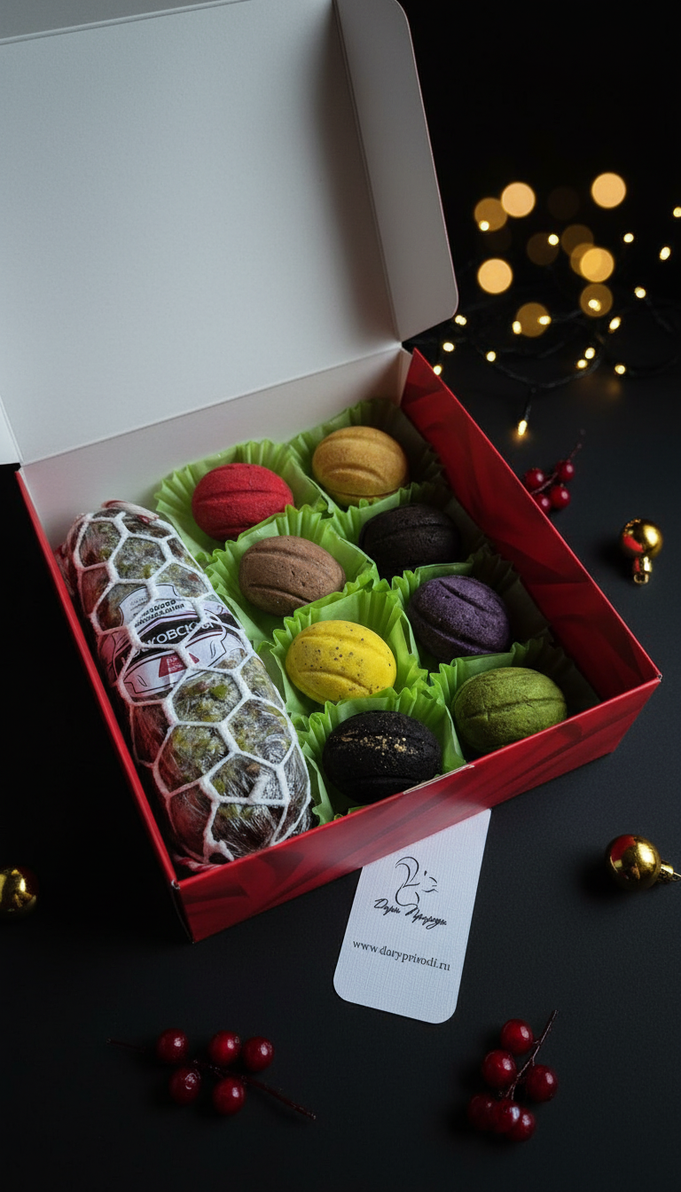 Новогодний набор орешки и шоколадная колбаса