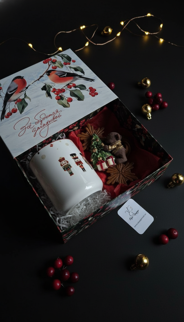 Новогодний подарок с кружкой и сладостями