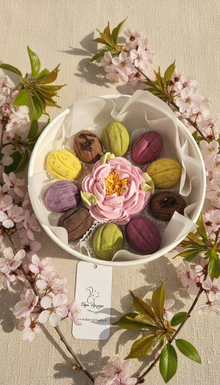 Набор ассорти с зефирным цветком и сладостями