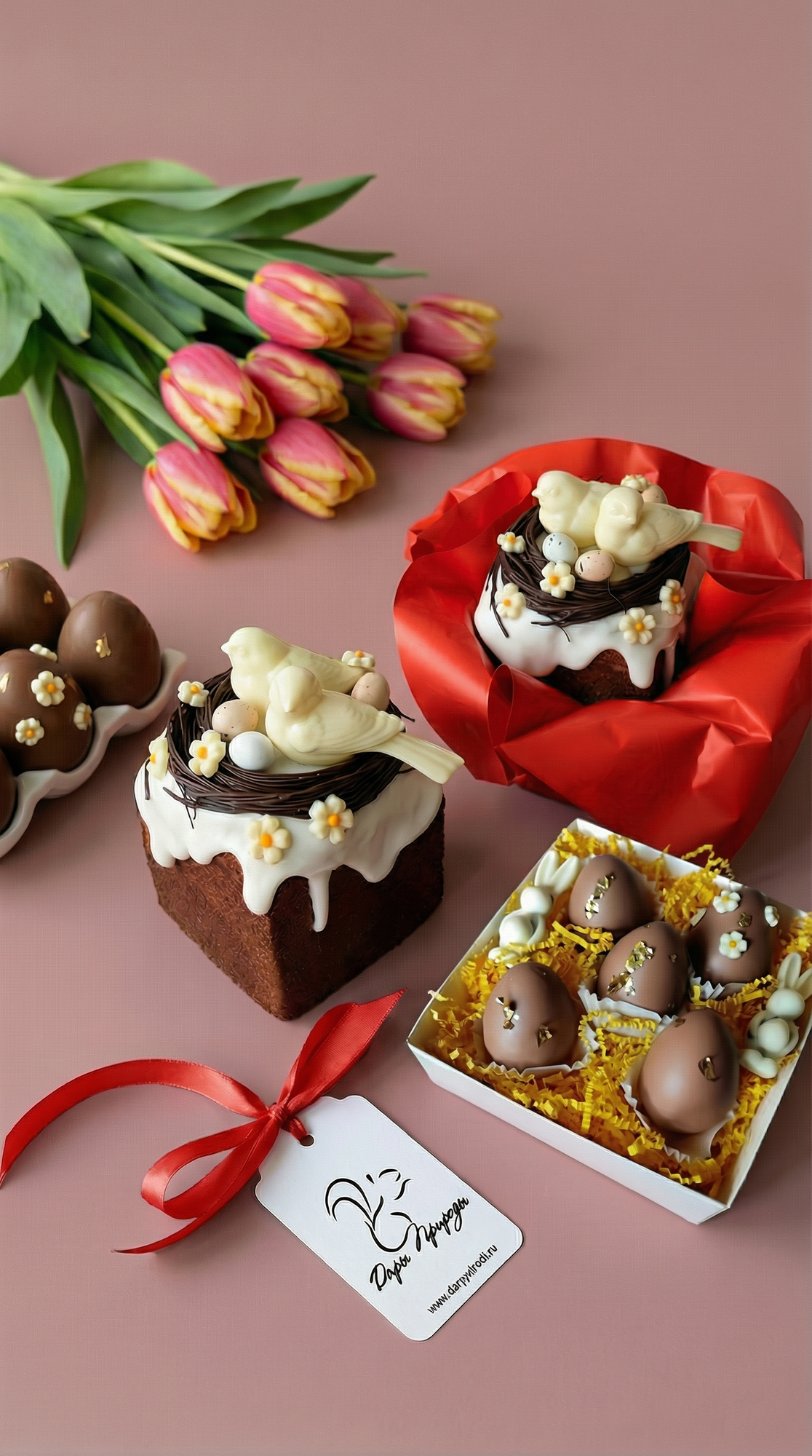 Творожный кулич в форме куба с декором "Птички" без изюма