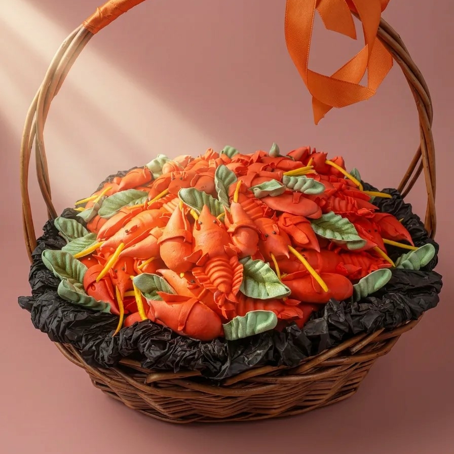 Корзина с зефирными раками от Мастерской Вкусных Подарков Ольги Шведуновой