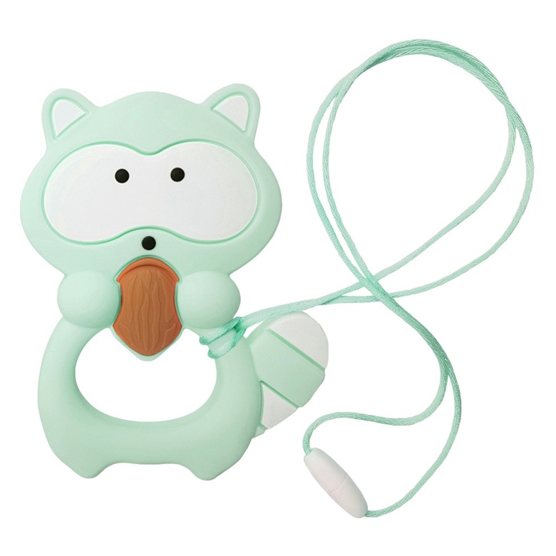 Прорезыватель силиконовый "Енот" / мятный