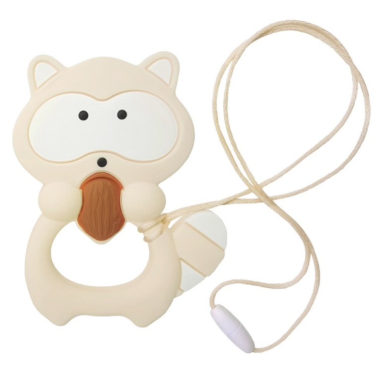 Прорезыватель силиконовый "Енот" / бежевый