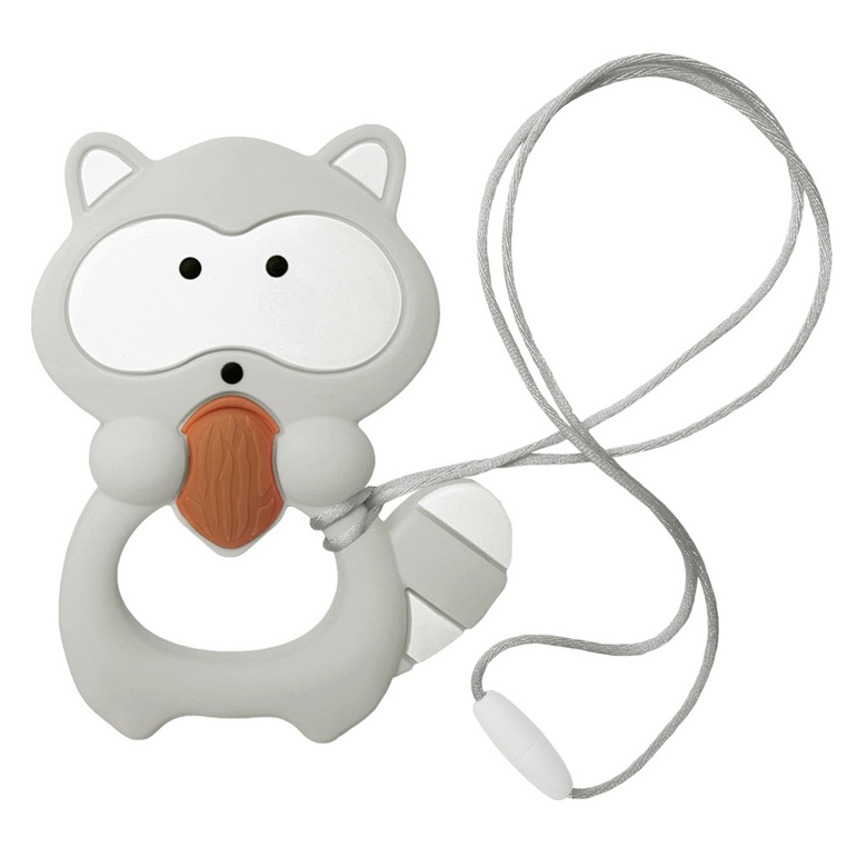 Прорезыватель силиконовый "Енот" / серый