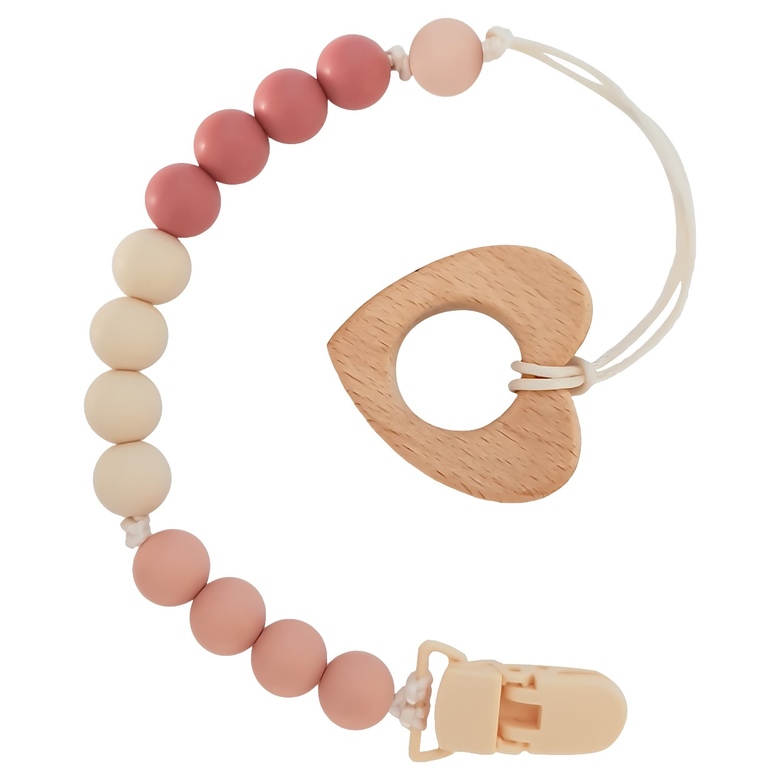 Грызунок-прорезыватель на держателе с клипсой / бежево-карамельный