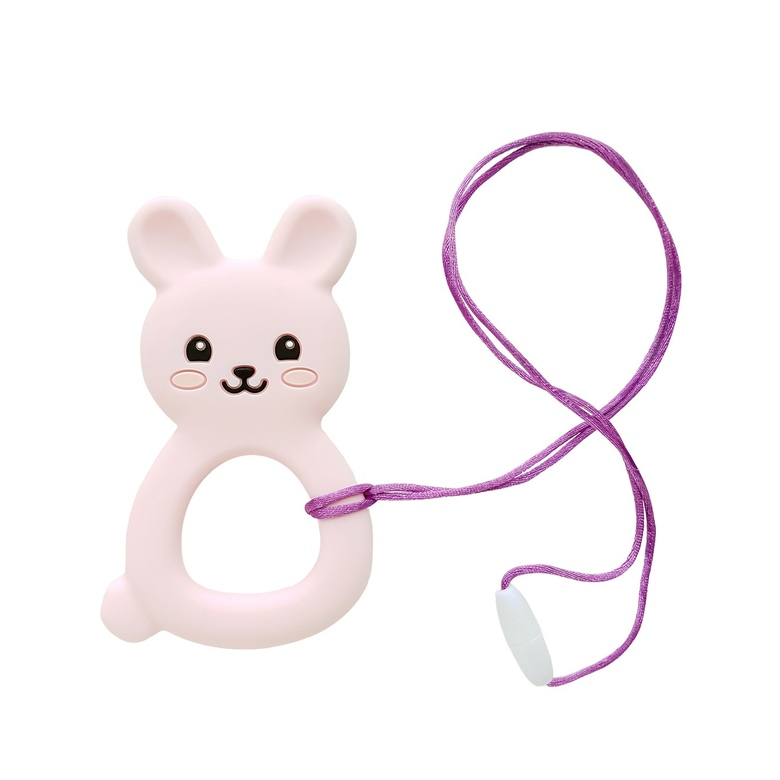 Прорезыватель силиконовый "Заяц" / розовый