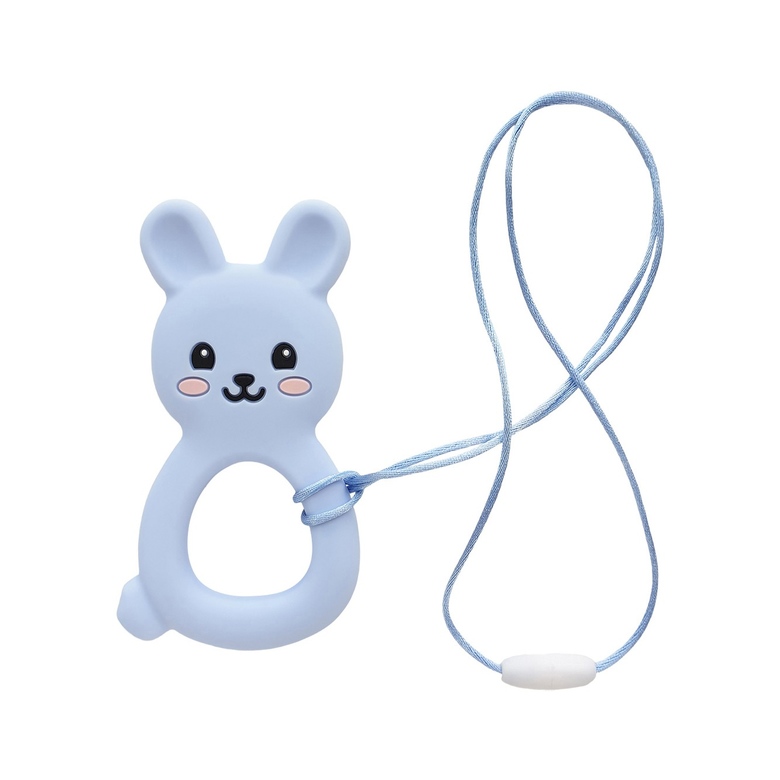 Прорезыватель силиконовый "Заяц" / голубой