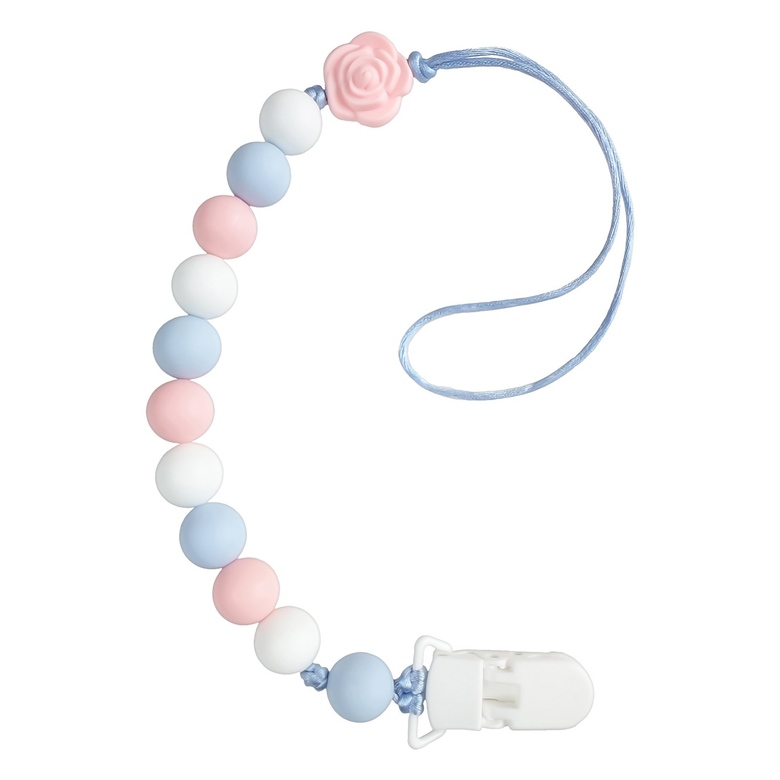 Держатель-прорезыватель с клипсой / розово-голубой