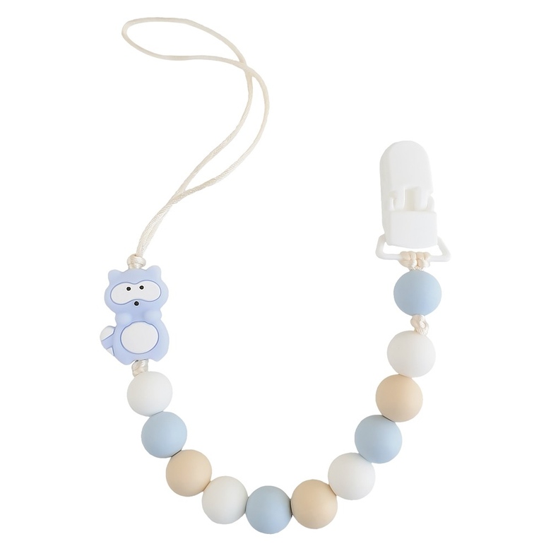 Держатель-прорезыватель с клипсой / бежево-голубой