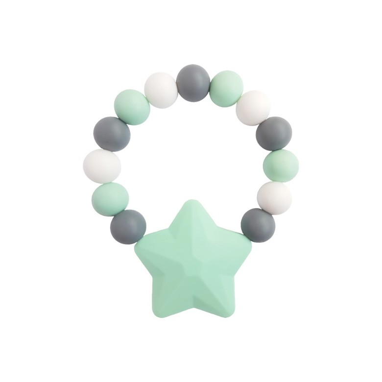 Браслет-прорезыватель "Звездочка" / мятно-серый