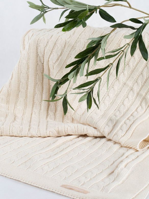 Плед детский 100х130 (100% хлопок) молочный