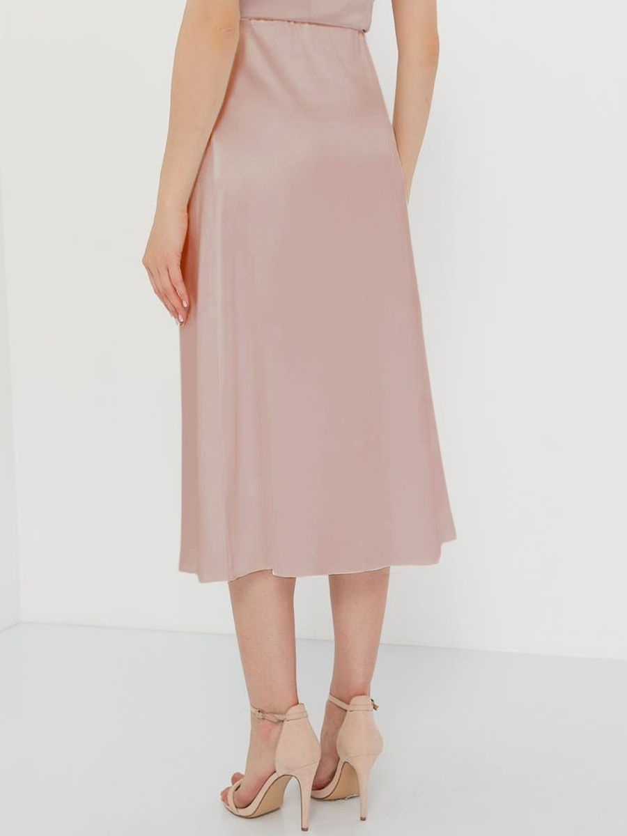 Шелковая юбка миди (артикул 15996544/пудровый)