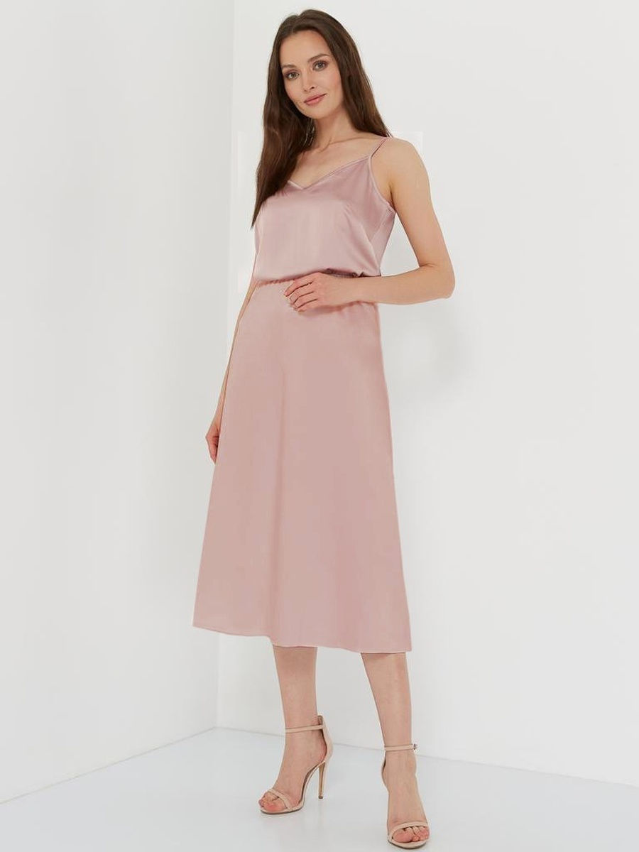 Шелковая юбка миди (артикул 15996544/пудровый)