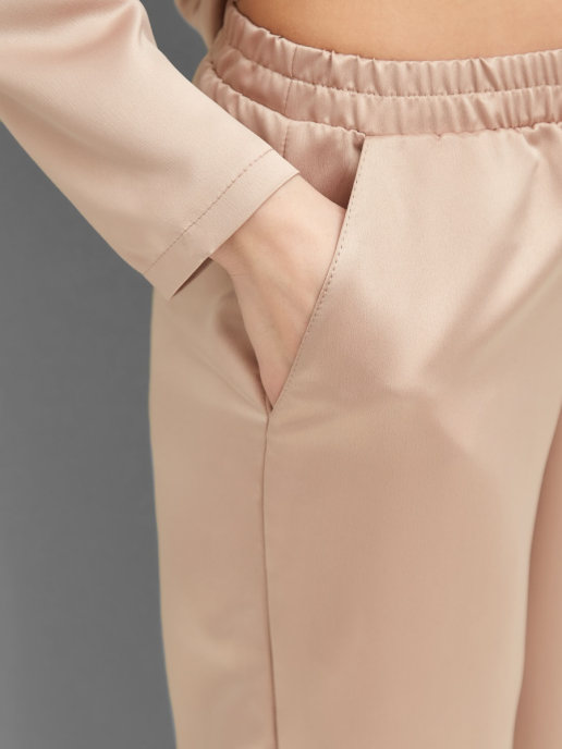 Пижама с брюками шелковая (бежевый)