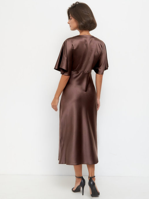 Платье-комбинация с рукавом (шоколадный)