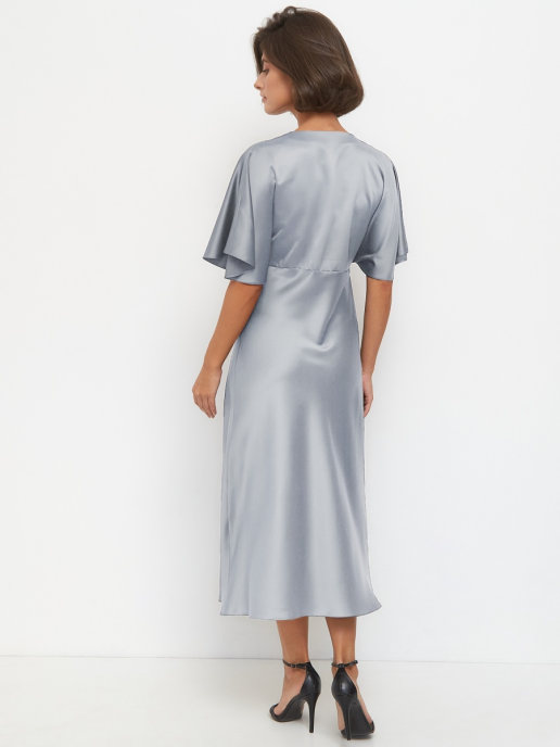 Платье-комбинация с рукавом (серый)