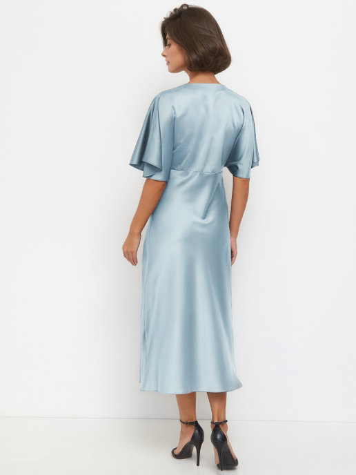 Платье-комбинация с рукавом (стальной голубой)