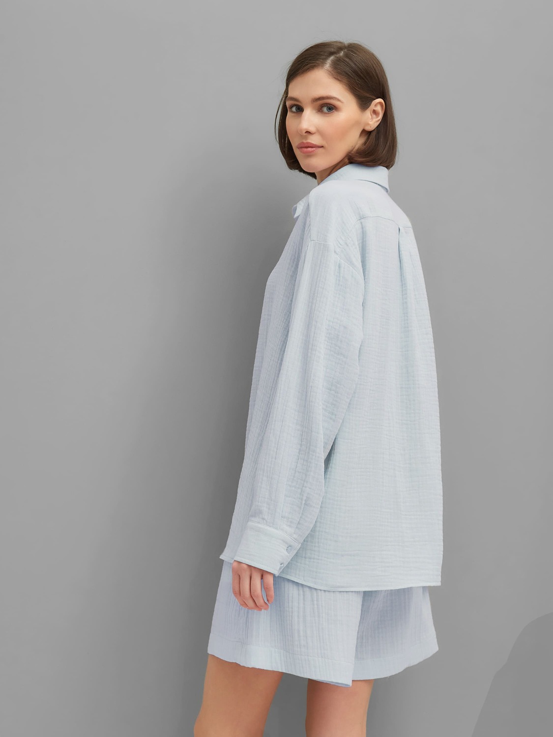 Пижама с шортами из муслина (белый)