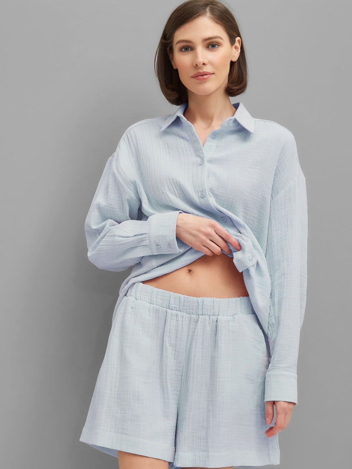 Пижама с шортами из муслина (белый)