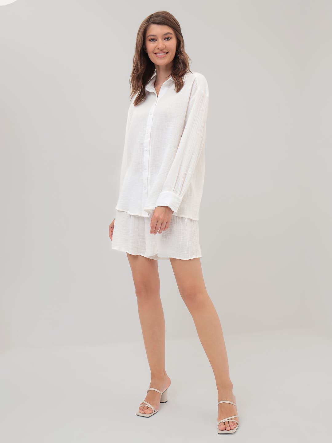 Пижама с шортами из муслина (молочный)