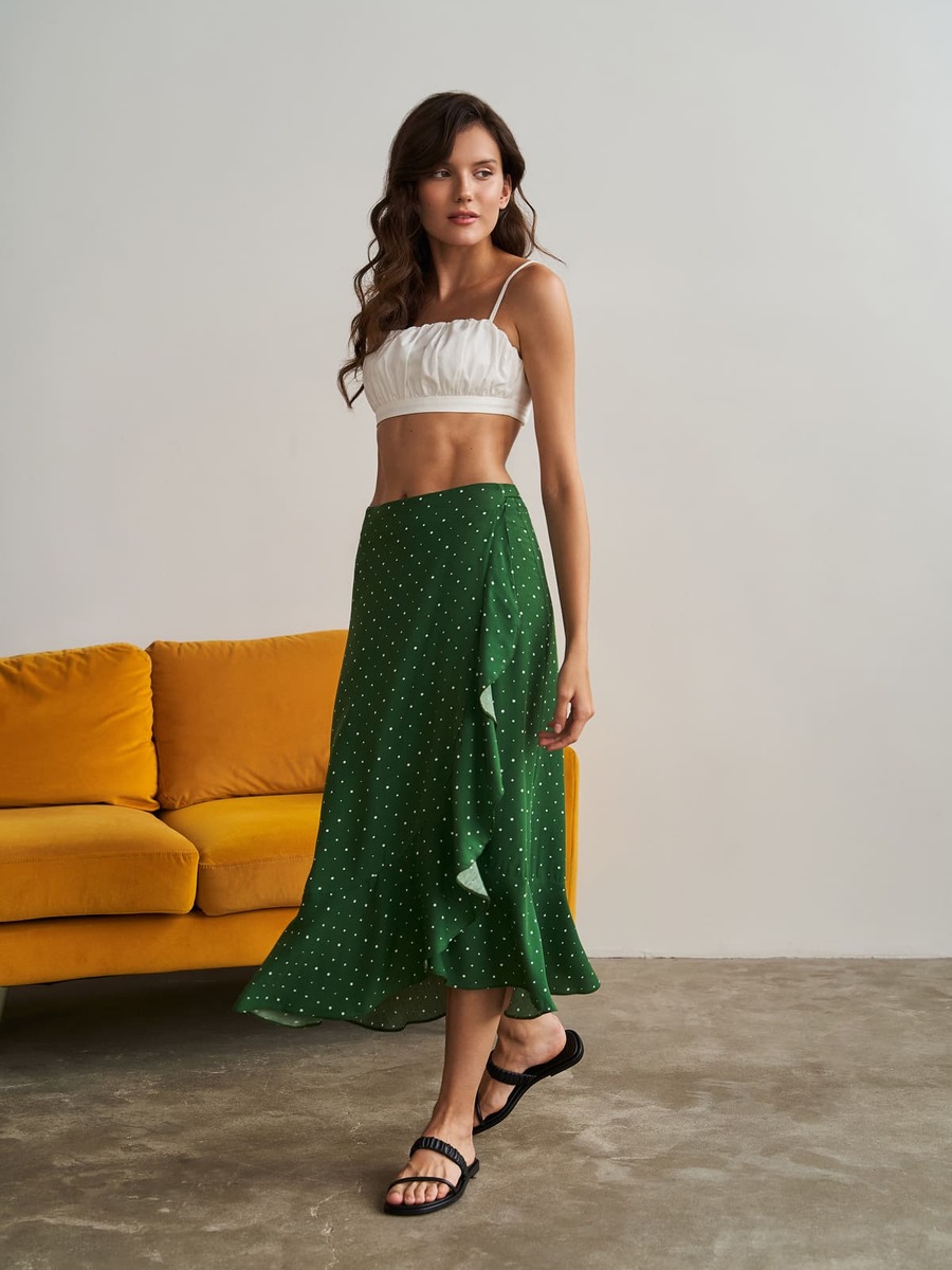 Юбка с запахом (артикул 15596547/травяной зеленый)