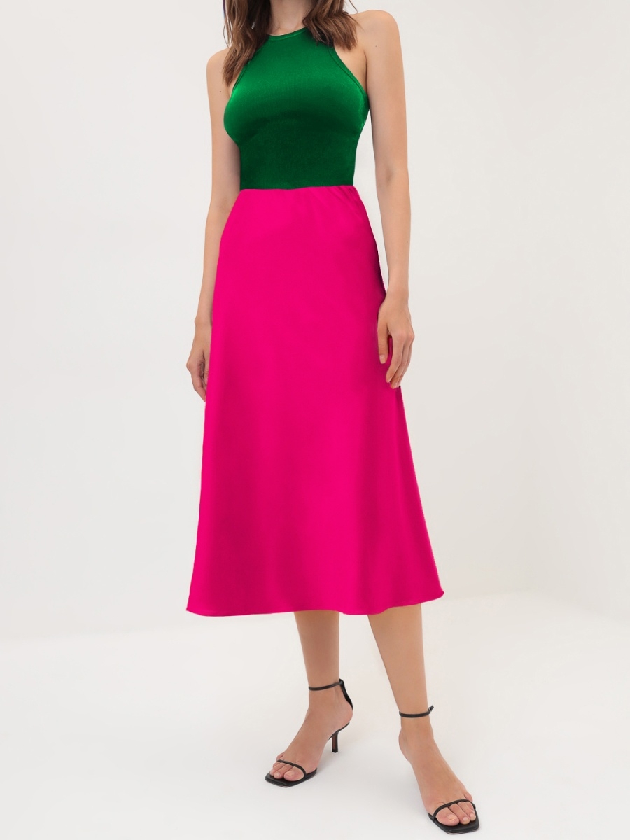 Юбка миди атласная (артикул 15996544/розовый)