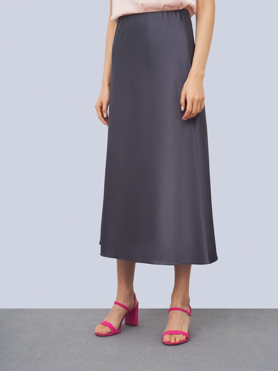 Юбка миди атласная (артикул 15996544/графит)
