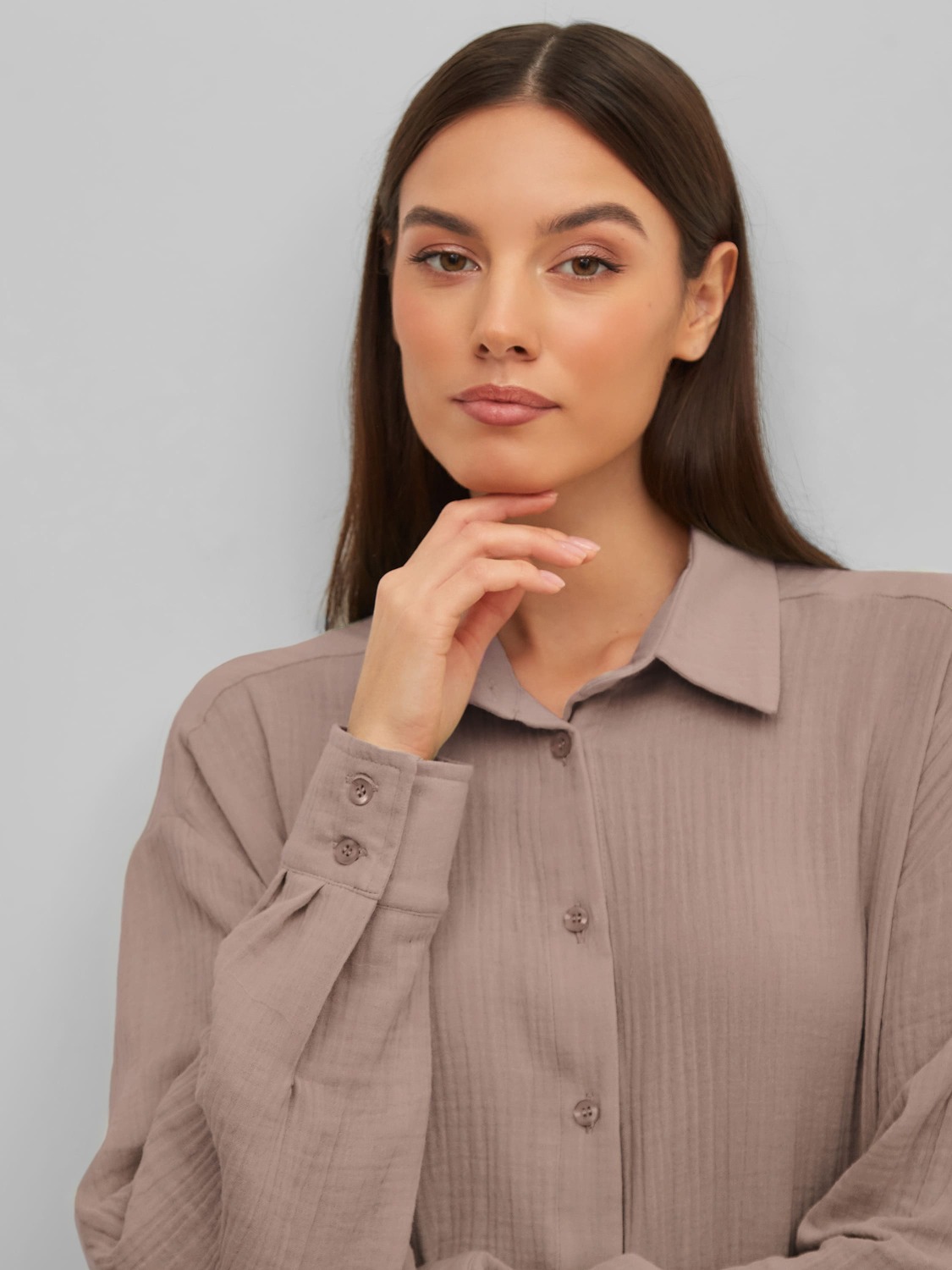 Пижама с шортами из муслина (кофейный)