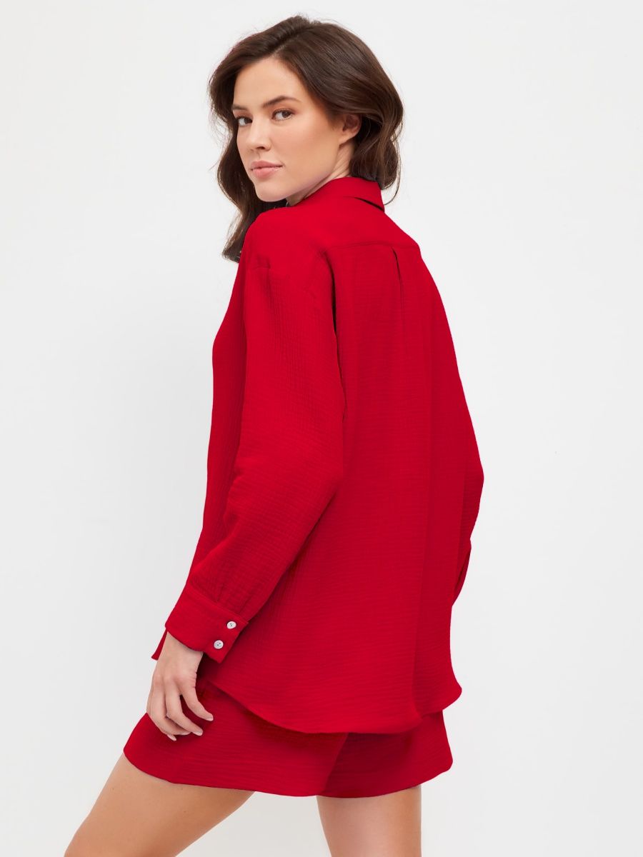 Пижама с шортами из муслина (красный)