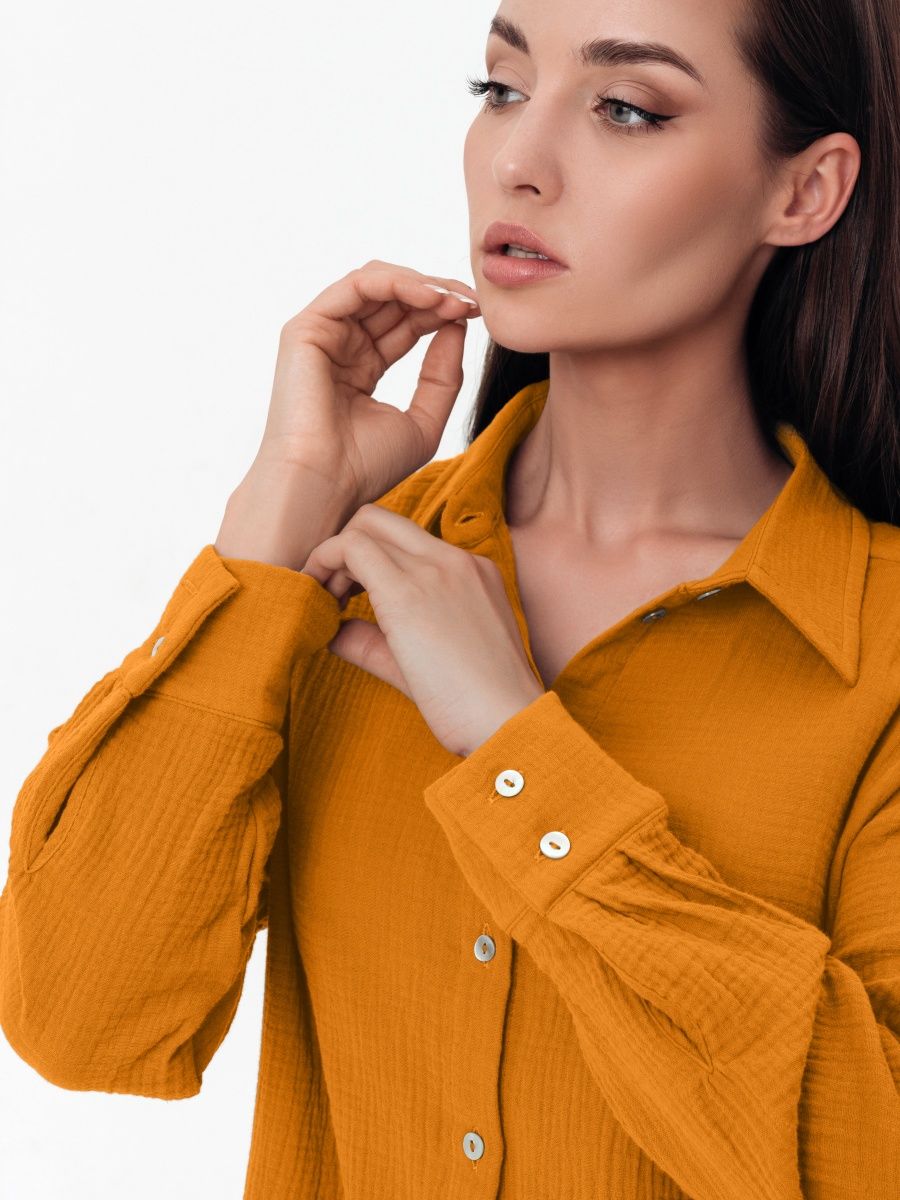 Пижама с шортами из муслина (горчичный)