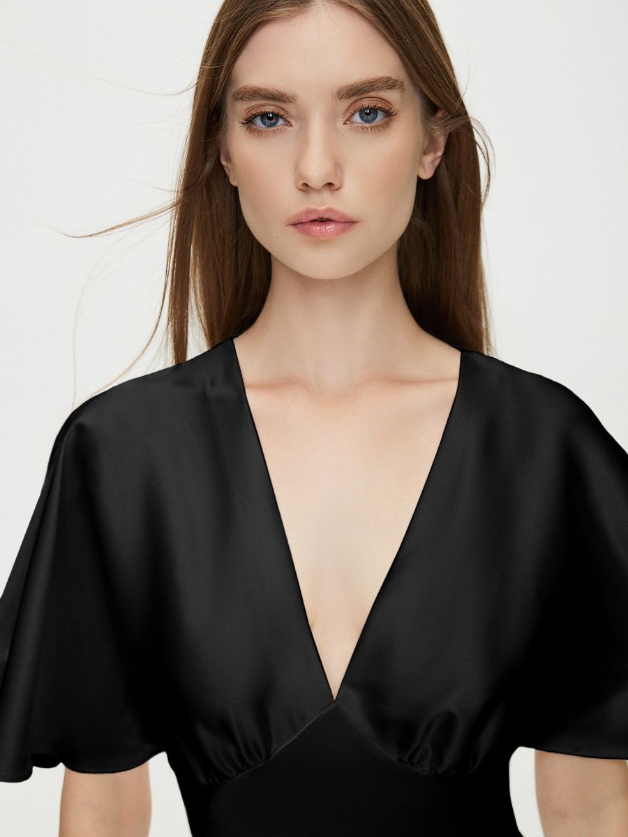 Платье-комбинация с рукавом (черный)