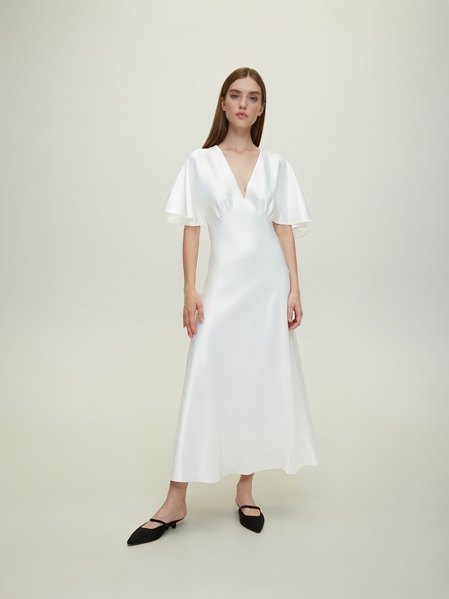 Платье-комбинация с рукавом (молочный)