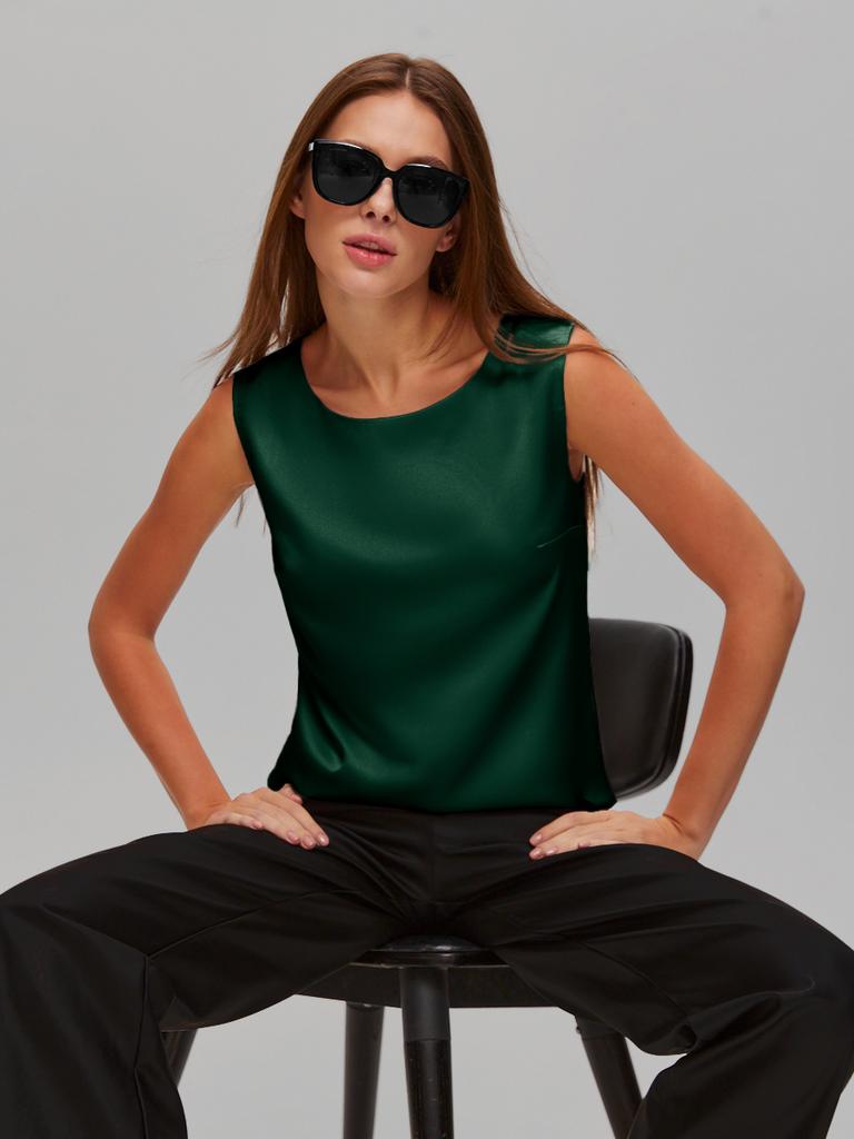 Топ шелковый женский вечерний (изумрудный)