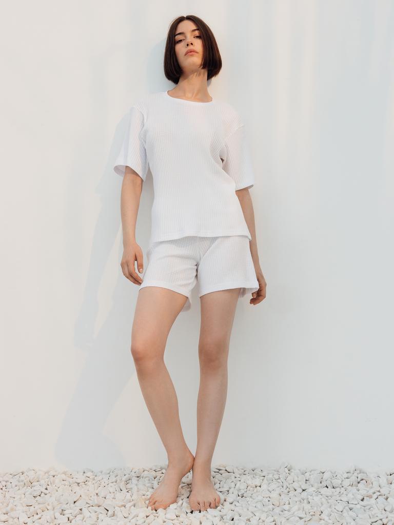 Пижама с шортами женская (белый)