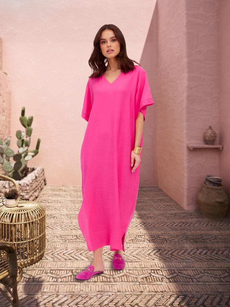 Платье-туника женское лен (фуксия)