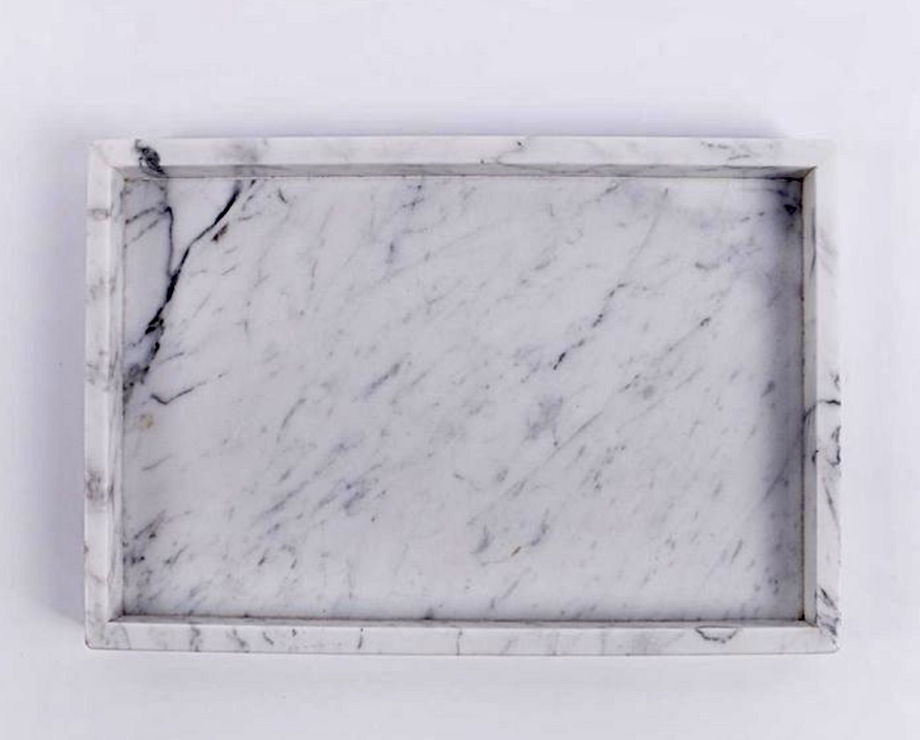Поднос мраморный прямоугольный (белый)