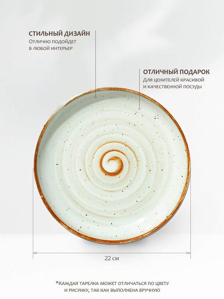 Тарелка керамическая плоская 22 см (белый)