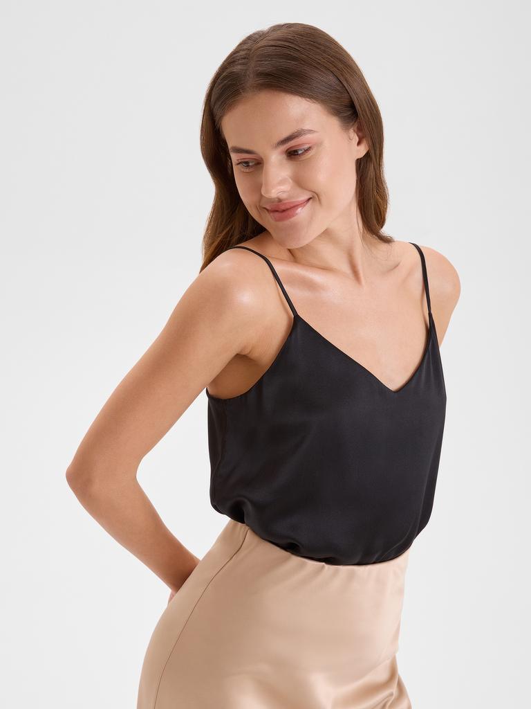 Топ из натурального шелка женский (черный)