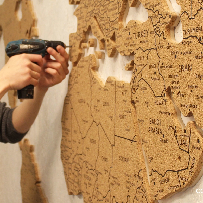 Фигурная пробковая карта мира(упрощенный контур), размеры больше 200 см