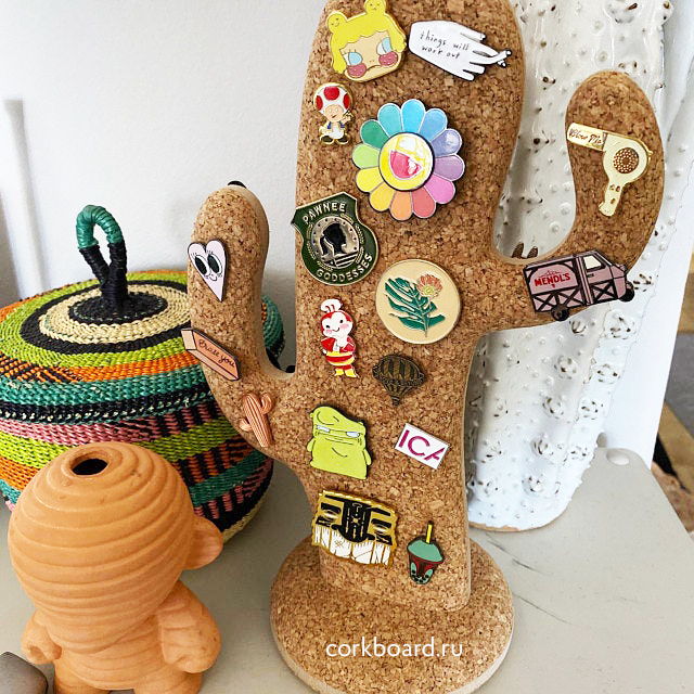 Пробковый кактус - настольная пробковая доска