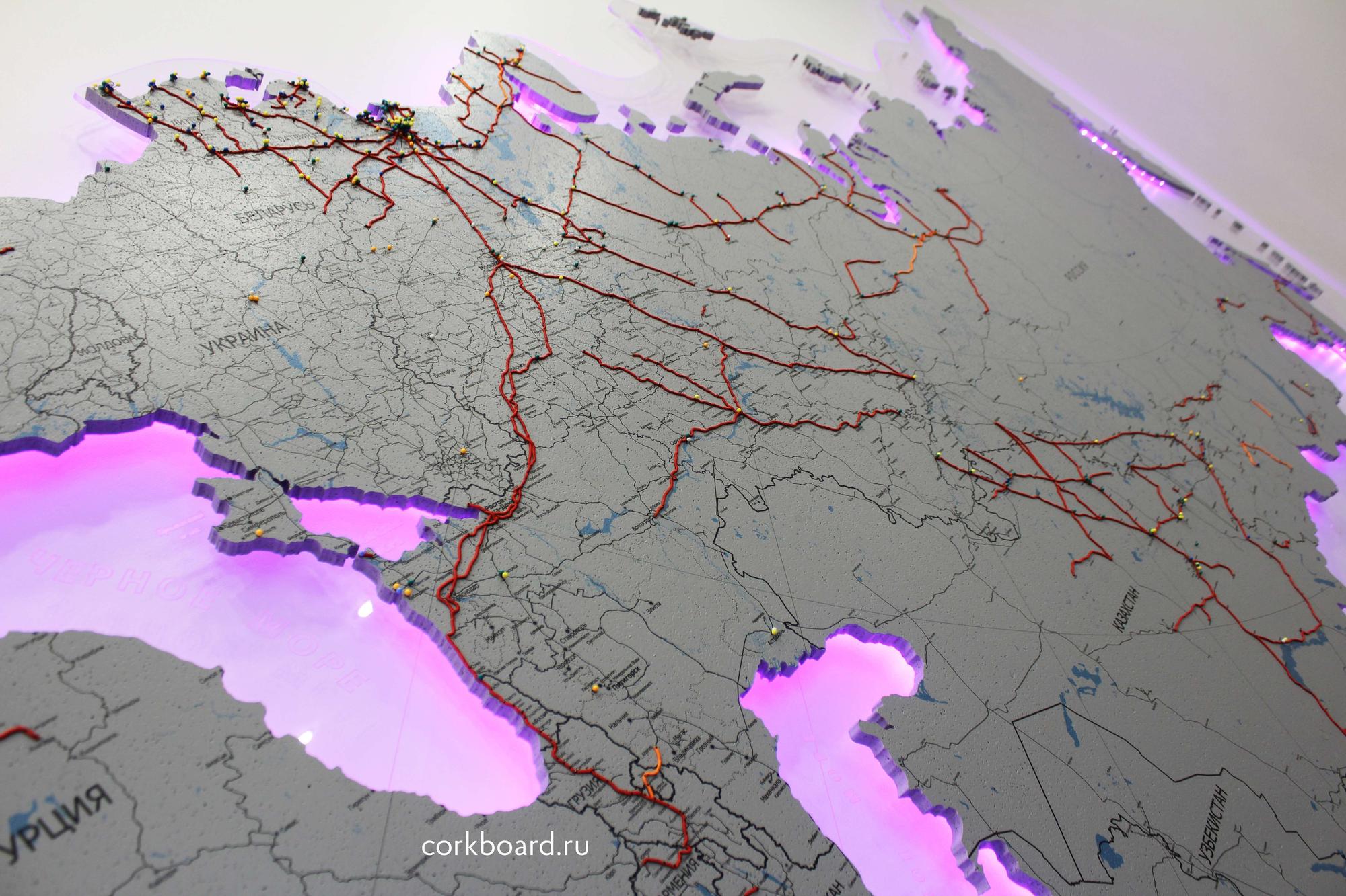 Фигурная тонированная пробковая карта России и соседних стран