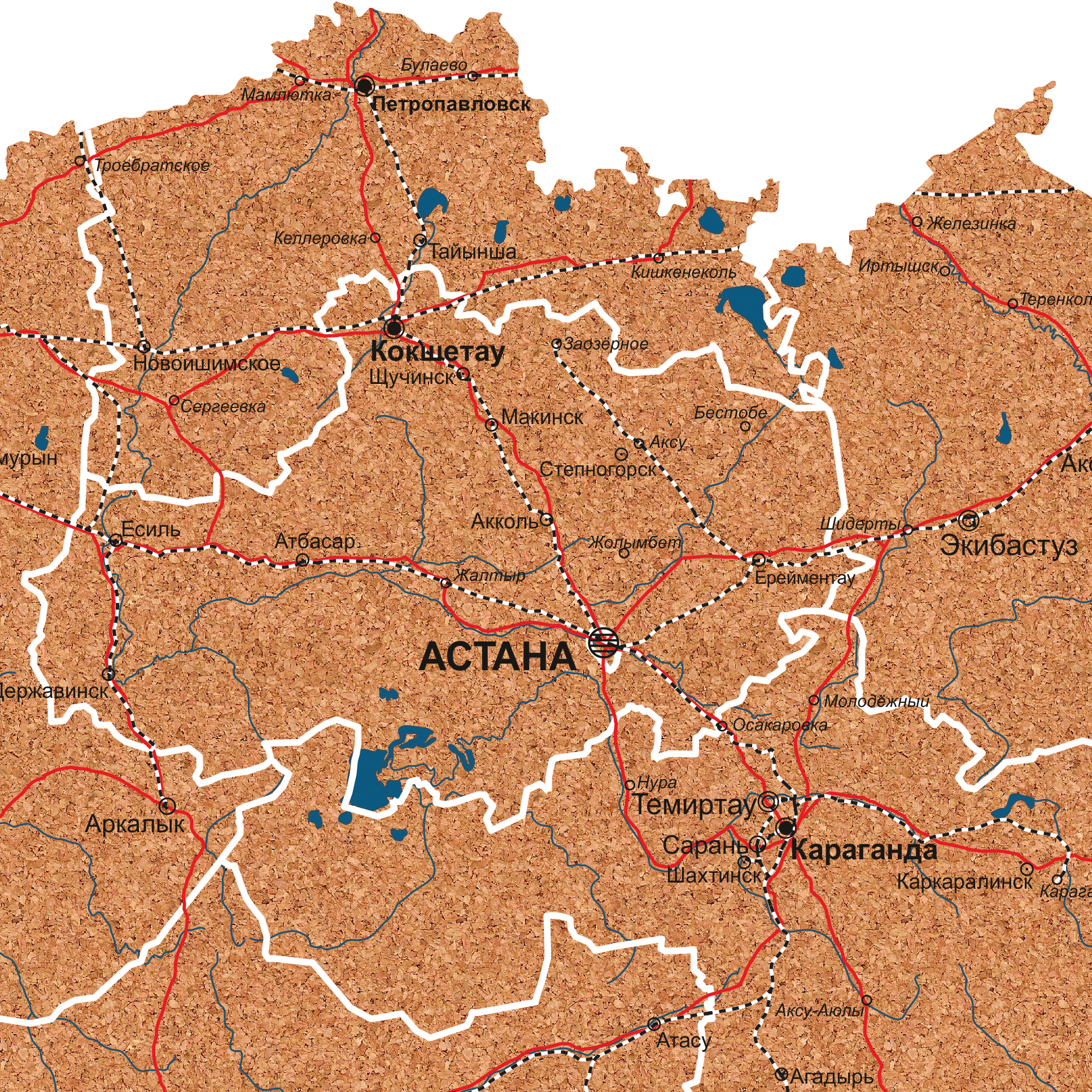 Пробковая карта Республики Казахстан