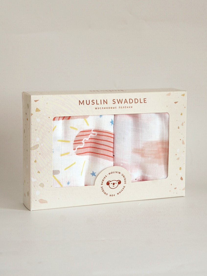Набор из 2-х муслиновых пеленок "Акварельные разводы и Мороженое"